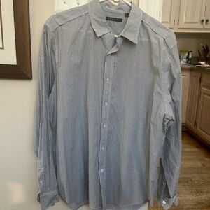 Theory, Button Down, Men's Striped Blue Shirt, XXL